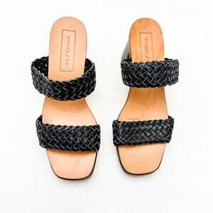 Either / OR Woven Strapped Sandals Block Heel Open Toe Size 7 NWOB